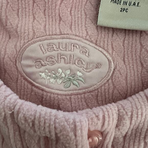 Laura Ashley Womens 2 Piece Pink Lounge Pajama Set‎ Size Large Cozy Grandmacore - Picture 4 of 6
